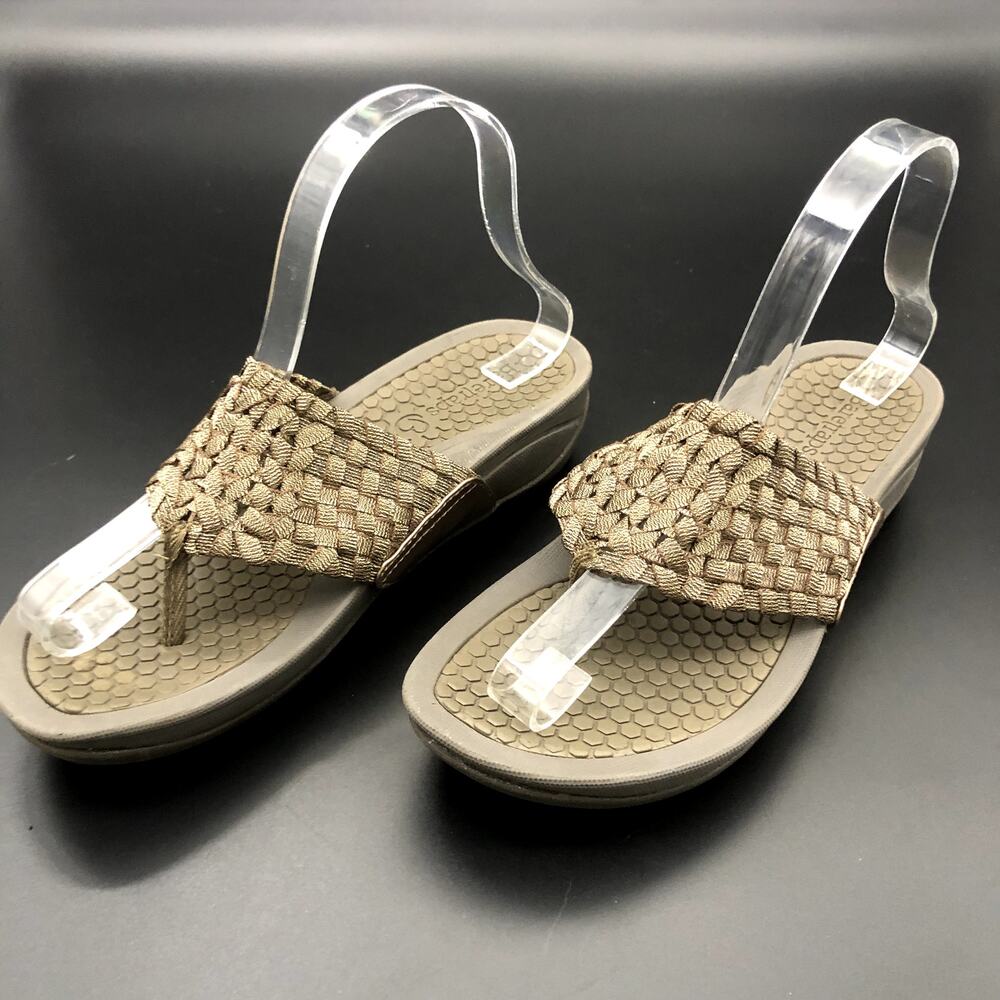 BareTraps Gold Weaved Fabric Sandals, Women's Size 7/EUR 37.5